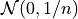 \mathcal{N}(0,1/n)