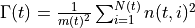 \Gamma(t) = \frac{1}{m(t)^2} \sum_{i=1}^{N(t)} n(t, i)^2