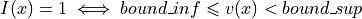 I(x) = 1 \iff bound\_inf \leqslant v(x) < bound\_sup