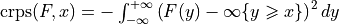\operatorname{crps}(F, x) = -\int_{-\infty}^{+\infty} \left(F(y)-\mathcal{1}\{y\geqslant x\}\right)^2 dy