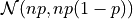 \mathcal{N}(np, np(1-p))