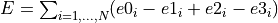 E = \sum_{i=1,...,N} (e0_i - e1_i + e2_i - e3_i)